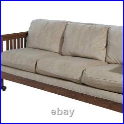 Stickley School Arts & Crafts Mission Oak Sofa with Slat Sides 20thC