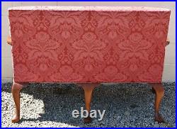 Stickley Williamsburg Mahogany Settee CW-154 Red Damask Silk Fabric Rare