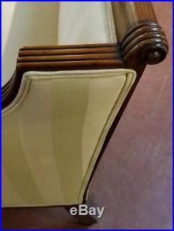 Stunning American Mahogany Sheraton Style Upholstered Sofa, Circa 1880