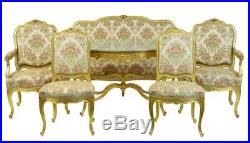 Stunning Early 20th Century 6 Piece Gilt French Salon Suite