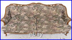 Stunning Louis XV French style sofa scenic tapestry wood frame mcm
