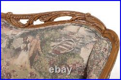 Stunning Louis XV French style sofa scenic tapestry wood frame mcm