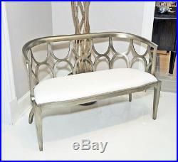 Stunning New Theodore Alexander Loveseat Settee in Pewter Silver Leaf Finish WOW