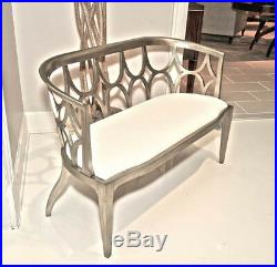 Stunning New Theodore Alexander Loveseat Settee in Pewter Silver Leaf Finish WOW