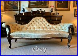 Stunning Quality Original 19thc Carved Rosewood Cream Upholstered Sofa Settee