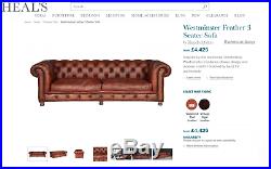 Stunning Rrp £4425 Timothy Oulton Westminster Brown Leather Chesterfield Sofa