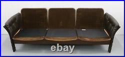 Stunning Thams Kvalitet Brown Leather & Suede Three Seater Sofa Bentwood Frame