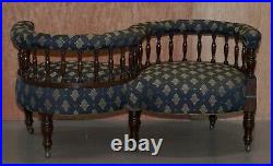 Sublime Original Antique Victorian 1860 Tete A Tete Love Coversation Sofa Seat