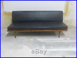 Super 1950's MID Century Modern Danish Peter Hvidt Daybed Sofa W Black Leather