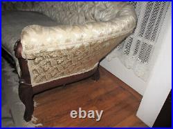 Superb! Antique Victorian Ornate Loveseat / Sofa Walnut with Heavy Carving