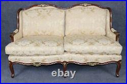 Superb Carved Walnut French Louis XV Style Upholstered Sofa Settee