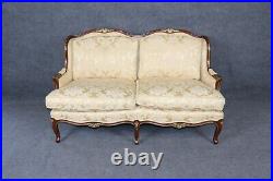 Superb Carved Walnut French Louis XV Style Upholstered Sofa Settee