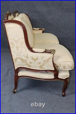 Superb Carved Walnut French Louis XV Style Upholstered Sofa Settee