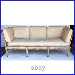 Swedish Gustavian Painted Fir/Pine Linen Upholstered Sofa