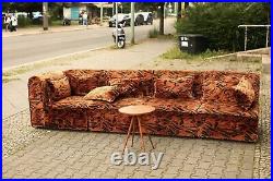TRUE VINTAGE 70er-Inferno große Couch Sitzlandschaft orange floral Samt modular