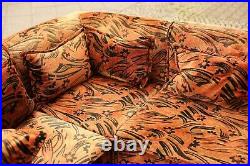 TRUE VINTAGE 70er-Inferno große Couch Sitzlandschaft orange floral Samt modular