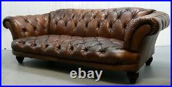 Tetrad Oskar Brown Chesterfield Leather Three Seater Sofa On Turned Feet