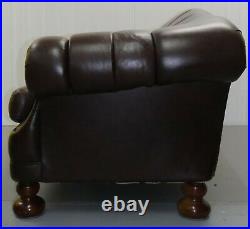 Thomas Lloyd Chesterfield Three Seater Brown Sofa On Sweeping Arms