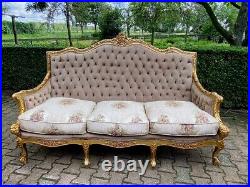 Timeless Elegance Antique French Louis XVI Sofa Set in Tan Velvet