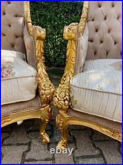 Timeless Elegance Antique French Louis XVI Sofa Set in Tan Velvet