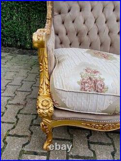 Timeless Elegance Antique French Louis XVI Sofa Set in Tan Velvet