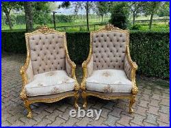 Timeless Elegance Antique French Louis XVI Sofa Set in Tan Velvet