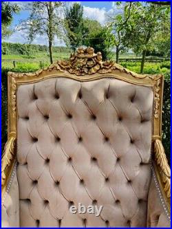 Timeless Elegance Antique French Louis XVI Sofa Set in Tan Velvet