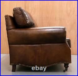 Timothy Oulton Balmoral Aged Cigar Brown Leather Three Seater Feather Filled