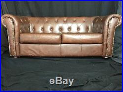 Traditional Handmade Leather Chesterfield Style Antique Tan Brown 2 Seater Sofa