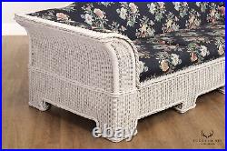 Traditional White Wicker Camelback Sofa