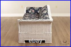 Traditional White Wicker Camelback Sofa