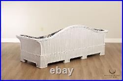 Traditional White Wicker Camelback Sofa