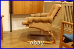 True Vintage Rybo Rykken Kengu Lounge Chair 70er Leder Elsa Solheim Loungechair