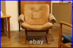 True Vintage Rybo Rykken Kengu Lounge Chair 70er Leder Elsa Solheim Loungechair