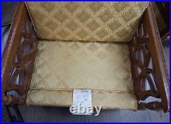 Union Bros Gold brocade buttoned Mid century Hollywood Regency sofa couch chair
