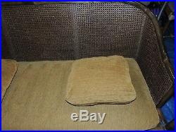 VINTAGE AUTHENTIC McGUIRE SAN FRANCISCO RATTAN / BAMBOO SMALL SOFA With CUSHION