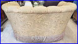 VINTAGE Mid-Century MODERN Upholstered LOVESEAT SOFA Castor Wheels SETTEE 1950's