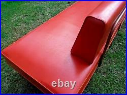 VINTAGE Mid Century Modern RETRO ORANGE Color Vinyl 1960's Chaise / Sofa CLEAN