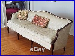 VINTAGE Queen Anne Style Sofa 100% Silk Upholstery