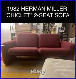 VTG 1982 Herman Miller Chiclet Loveseat, dark red Wilkes Modular Sofa Group