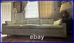 VTG MCM Low Rise Couch 97x32.5x28 Yellow Floral Pastel Blue Flowers Pattern