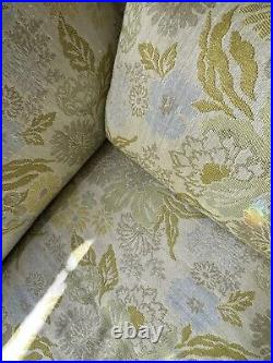 VTG MCM Low Rise Couch 97x32.5x28 Yellow Floral Pastel Blue Flowers Pattern