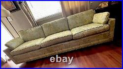 VTG MCM Low Rise Couch 97x32.5x28 Yellow Floral Pastel Blue Flowers Pattern