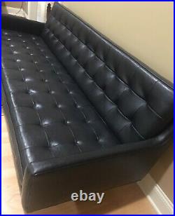 VTG Patrician Furniture Mid-Century Sofa Black Tufted Cushions with Chrome Base