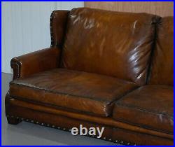 Very Comfortable Rrp £16,500 Ralph Lauren Brown Leather Sofa Feather Cushions