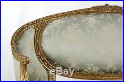 Very Fine French Louis XVI Style Giltwood Antique Canapé Sofa c. 1900