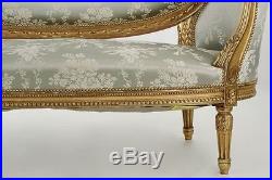 Very Fine French Louis XVI Style Giltwood Antique Canapé Sofa c. 1900