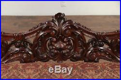 Victorian Antique 1860's Hand Carved Rosewood Sofa, Recent Upholstery #29250