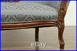 Victorian Antique Carved Walnut Loveseat or Small Sofa, New Upholstery #32393