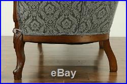 Victorian Antique Carved Walnut Loveseat or Small Sofa, New Upholstery #32393